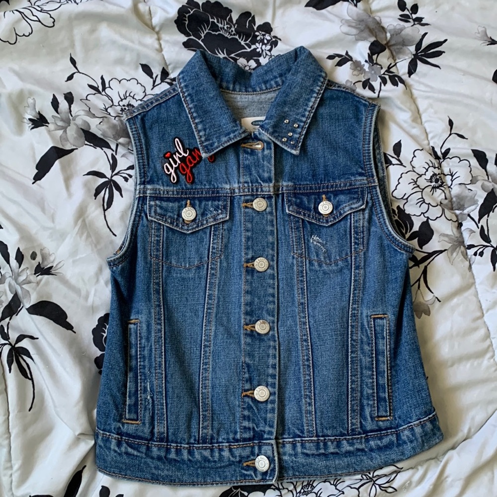 Girls Old Navy blue Jean jacket vest